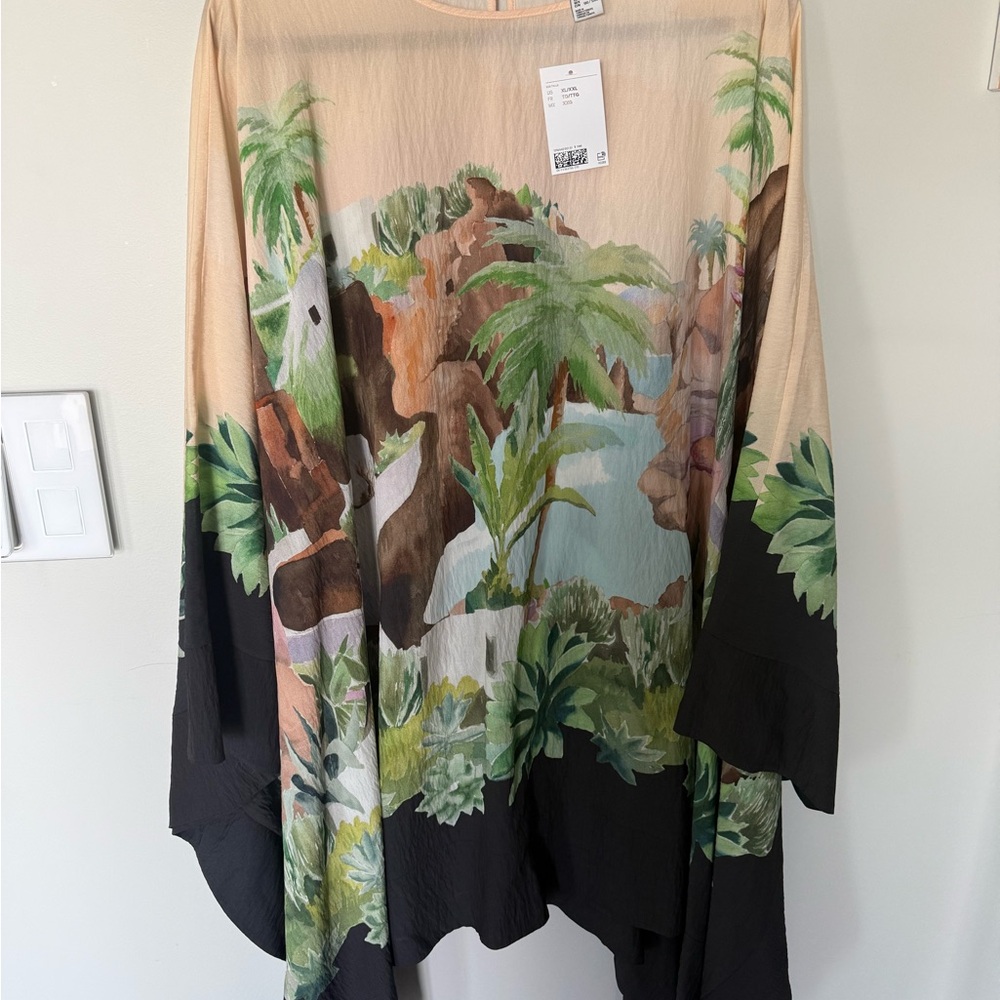 H&M Tropical Print knee Length Kaftan Dress - Floral Pattern. XL/XXL. NWT - Picture 2 of 2